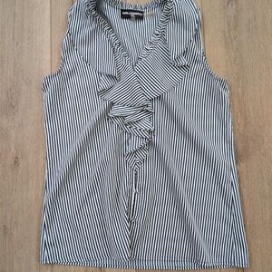 Karl Lagerfeld Black and White Striped Sleeveless Blouse
